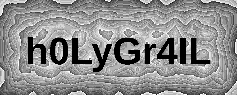 Resultado de combinar las cinco imágenes con XOR: la contraseña en letras negras enormes sobre un fondo de anillos grises concéntricos